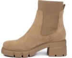 REDTOP Women's Elastic Chelsea Boots Chunky Block Heel Platform Lug Sole Ankle Booties