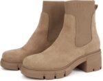 REDTOP Women's Elastic Chelsea Boots Chunky Block Heel Platform Lug Sole Ankle Booties