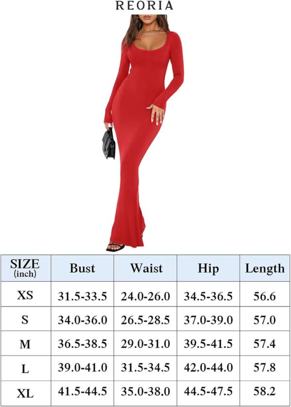 REORIA Womens Basic Sexy Square Neck Long Sleeve Soft Lounge Long Dress Fall Casual Ribbed Bodycon Maxi Dresses