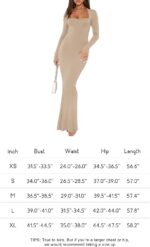 REORIA Womens Basic Sexy Square Neck Long Sleeve Soft Lounge Long Dress Fall Casual Ribbed Bodycon Maxi Dresses