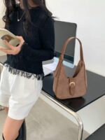 Retro Suede Shoulder Bag For Women Underarm Bag Winter Women's Hobo Bag Purse Tote Bag Commuter Handbag