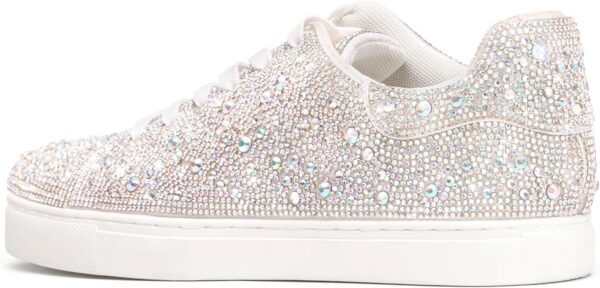 Rhinestone Sneakers for Women, Glitter Sparkle Tennis Shoes Platform Bling Silver Fashion Sparkly Sequin Shoes for Wedding Party Bride Dress