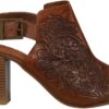 ROPER Womens Mika Floral Embossed Open Toe Shootie Pumps Dress Casual Casual High Heel 3" & Up - Brown