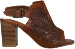 ROPER Womens Mika Floral Embossed Open Toe Shootie Pumps Dress Casual Casual High Heel 3" & Up - Brown