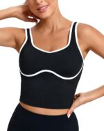 RUNNING GIRL Sports Bras for Women,Longline Workout Crop Tank Tops Padded with Built in Shelf Padded Sports Bra