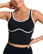 RUNNING GIRL Sports Bras for Women,Longline Workout Crop Tank Tops Padded with Built in Shelf Padded Sports Bra