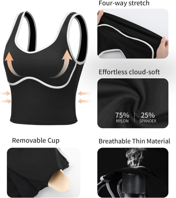 RUNNING GIRL Sports Bras for Women,Longline Workout Crop Tank Tops Padded with Built in Shelf Padded Sports Bra