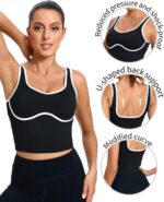 RUNNING GIRL Sports Bras for Women,Longline Workout Crop Tank Tops Padded with Built in Shelf Padded Sports Bra