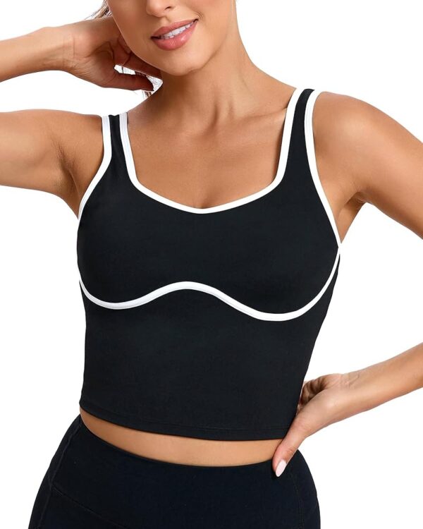 RUNNING GIRL Sports Bras for Women,Longline Workout Crop Tank Tops Padded with Built in Shelf Padded Sports Bra