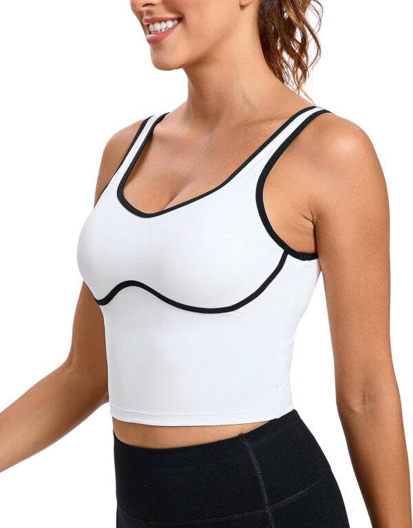 RUNNING GIRL Sports Bras for Women,Longline Workout Crop Tank Tops Padded with Built in Shelf Padded Sports Bra