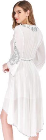 R.Vivimos Womens Cotton Embroidered High Low Long Dresses