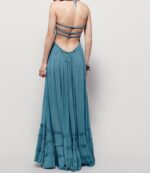 R.Vivimos Womens Summer Boho Sexy Backless Long Dresses