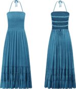 R.Vivimos Womens Summer Boho Sexy Backless Long Dresses