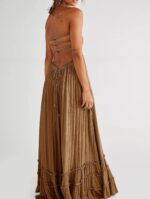 R.Vivimos Womens Summer Boho Sexy Backless Long Dresses