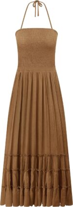 R.Vivimos Womens Summer Boho Sexy Backless Long Dresses