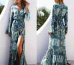 R.Vivimos Womens Summer Long Sleeve Cardigan Sexy Maxi Dresses