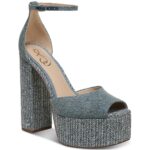 Sam Edelman Womens Kori Blue Denim Platform Heels Shoes 9 Medium (B,M) BHFO 7641