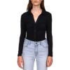 Sanctuary Womens Black Knit Collared Button-Down Top Shirt XS BHFO 4817