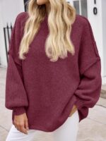 Saodimallsu Womens Oversized Sweaters Mock Neck Batwing Long Sleeve 2024 Fall Trendy Ribbed Knit Casual Tunic Sweater