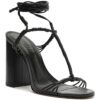 Schutz Womens Amunet Block Black Strappy Sandals 8.5 Medium (B,M) BHFO 9956