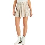 Self E Womens Beige Plaid Mini Juniors Pleated Skirt S BHFO 4581