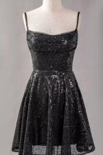 Sequin Homecoming Dresses 2024 Short Prom Dress for Teens Sparkly Spaghetti Straps Tight HOCO Dress