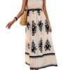 SHENHE Women's Smocked Sleeveless Flowy Tribal Print Summer Boho Vacation Maxi Dress