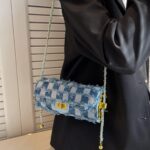 Shoulder Bag for Women Blue Retro Classic Purse Clutch Shoulder Denim/Square/Flower/Weave HandBag