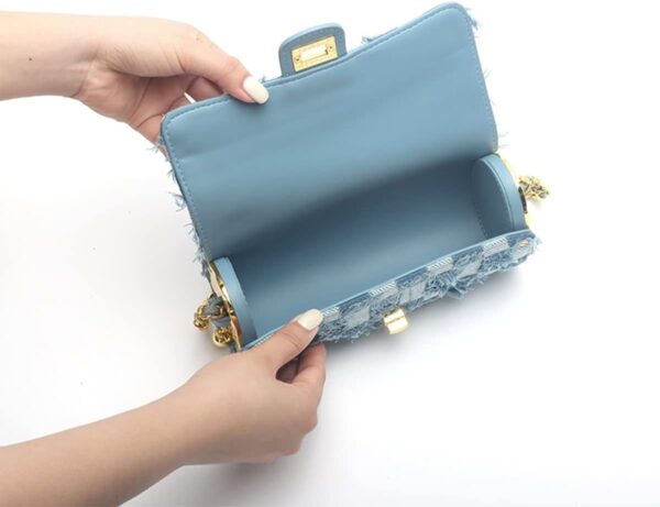 Shoulder Bag for Women Blue Retro Classic Purse Clutch Shoulder Denim/Square/Flower/Weave HandBag