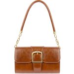 Shoulder Bag for Women, Cute PU Leather Small Brown Purse Handbags, Retro Classic Tote Purses for Women with Removable Strap