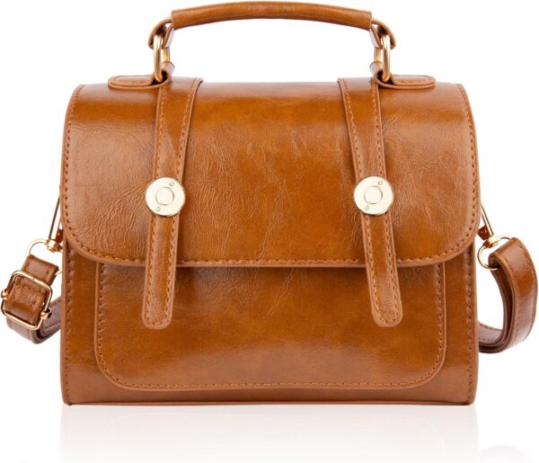 Shoulder Bag for Women, Cute PU Leather Small Brown Purse Handbags, Retro Classic Tote Purses for Women with Removable Strap