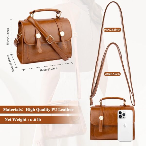 Shoulder Bag for Women, Cute PU Leather Small Brown Purse Handbags, Retro Classic Tote Purses for Women with Removable Strap