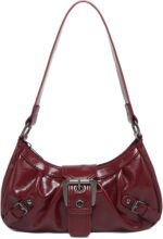 Shoulder Bag for Women Top Handle Handbag Purse Y2K Hobo Clutch Small Punk Purse Trendy, Red