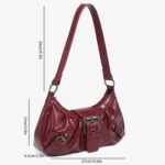 Shoulder Bag for Women Top Handle Handbag Purse Y2K Hobo Clutch Small Punk Purse Trendy, Red