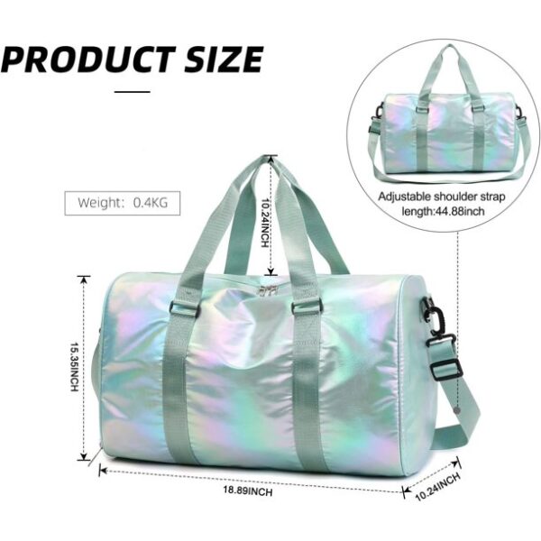 SikaFu Gym Bag with Shoes Compartment,Sports Duffle Bag for Girls,Waterproof Travel Gym Tote Bags for Women,Green