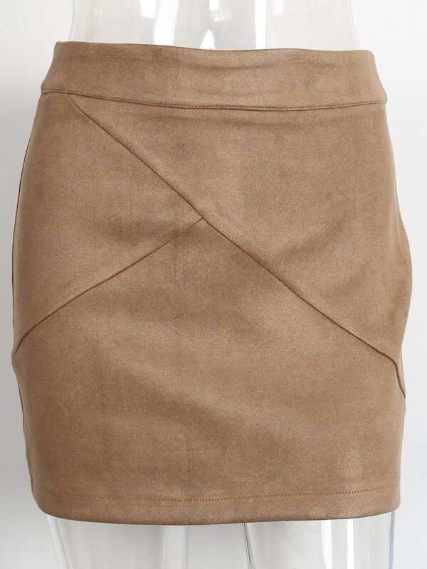 Simplee Women's High Waist Faux Suede Mini Bodycon Skirt