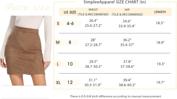 Simplee Women's High Waist Faux Suede Mini Bodycon Skirt