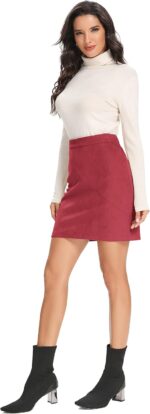 Simplee Women's High Waist Faux Suede Mini Bodycon Skirt