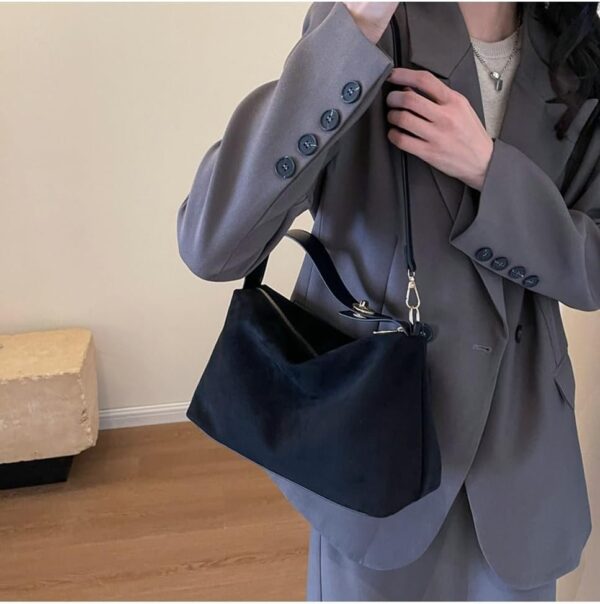 Slouchy Suede Cloud Hobo Bags Women Crescent Satchels Shoulder Bag Crossbody Phone Purse Trendy Top-handle Tote Handbag