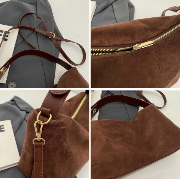 Slouchy Suede Cloud Hobo Bags Women Crescent Satchels Shoulder Bag Crossbody Phone Purse Trendy Top-handle Tote Handbag