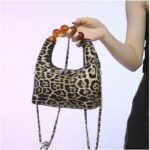 Small Leopard Tote Bag with Chain Cheetah Print Clutch Evening Handbag Women Satchel Leopard Clutch Bag Purse