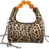 Small Leopard Tote Bag with Chain Cheetah Print Clutch Evening Handbag Women Satchel Leopard Clutch Bag Purse