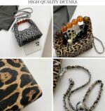 Small Leopard Tote Bag with Chain Cheetah Print Clutch Evening Handbag Women Satchel Leopard Clutch Bag Purse