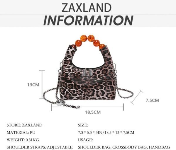 Small Leopard Tote Bag with Chain Cheetah Print Clutch Evening Handbag Women Satchel Leopard Clutch Bag Purse