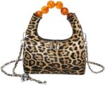 Small Leopard Tote Bag with Chain Cheetah Print Clutch Evening Handbag Women Satchel Leopard Clutch Bag Purse