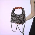 Small Leopard Tote Bag with Chain Cheetah Print Clutch Evening Handbag Women Satchel Leopard Clutch Bag Purse