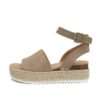 Soda Topic Open Toe Buckle Ankle Strap Espadrilles Flatform Wedge Casual Sandal