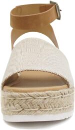 Soda Topic Open Toe Buckle Ankle Strap Espadrilles Flatform Wedge Casual Sandal