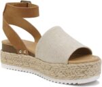 Soda Topic Open Toe Buckle Ankle Strap Espadrilles Flatform Wedge Casual Sandal