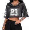 SOLY HUX Jersey Shirts for Women Y2k Crop Tops Streetwear Sportswear Short Sleeve T-Shirt Cute Football Jersey Top